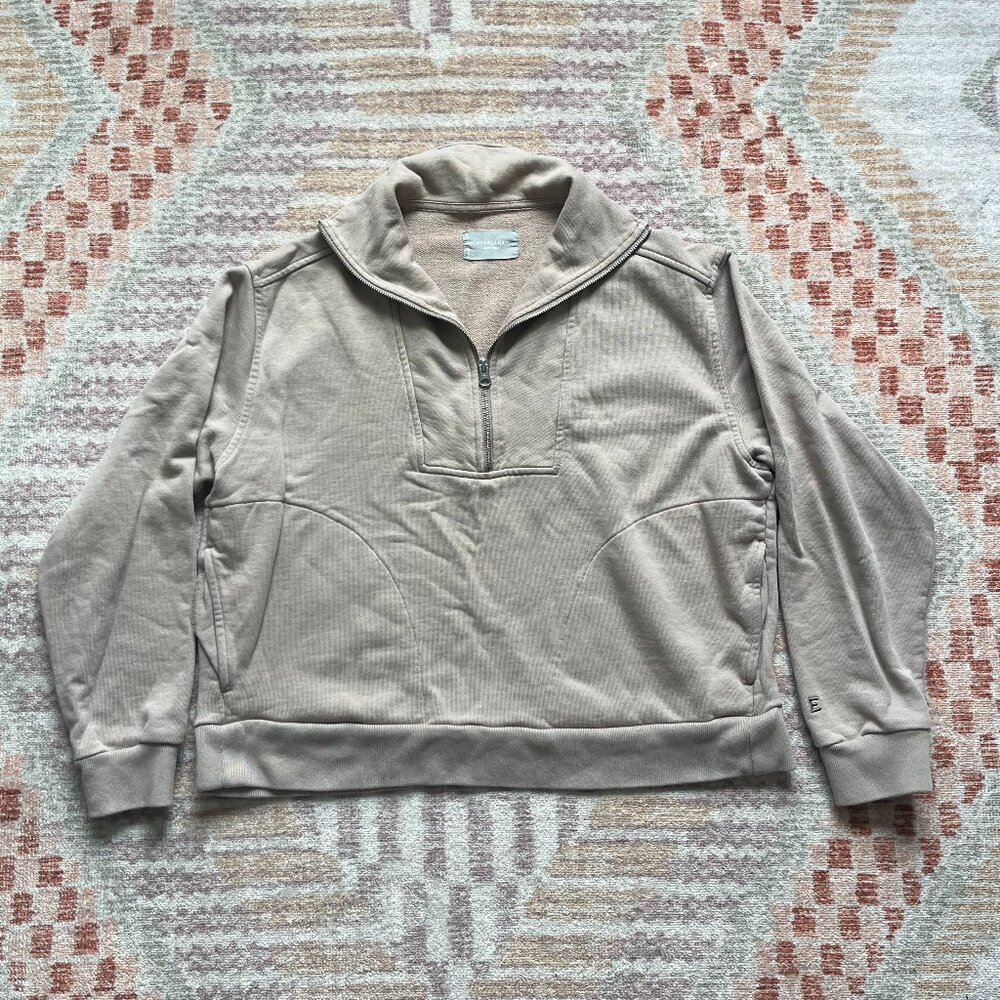 Everlane Half-Zip Sweatshirt- Beige - Medium